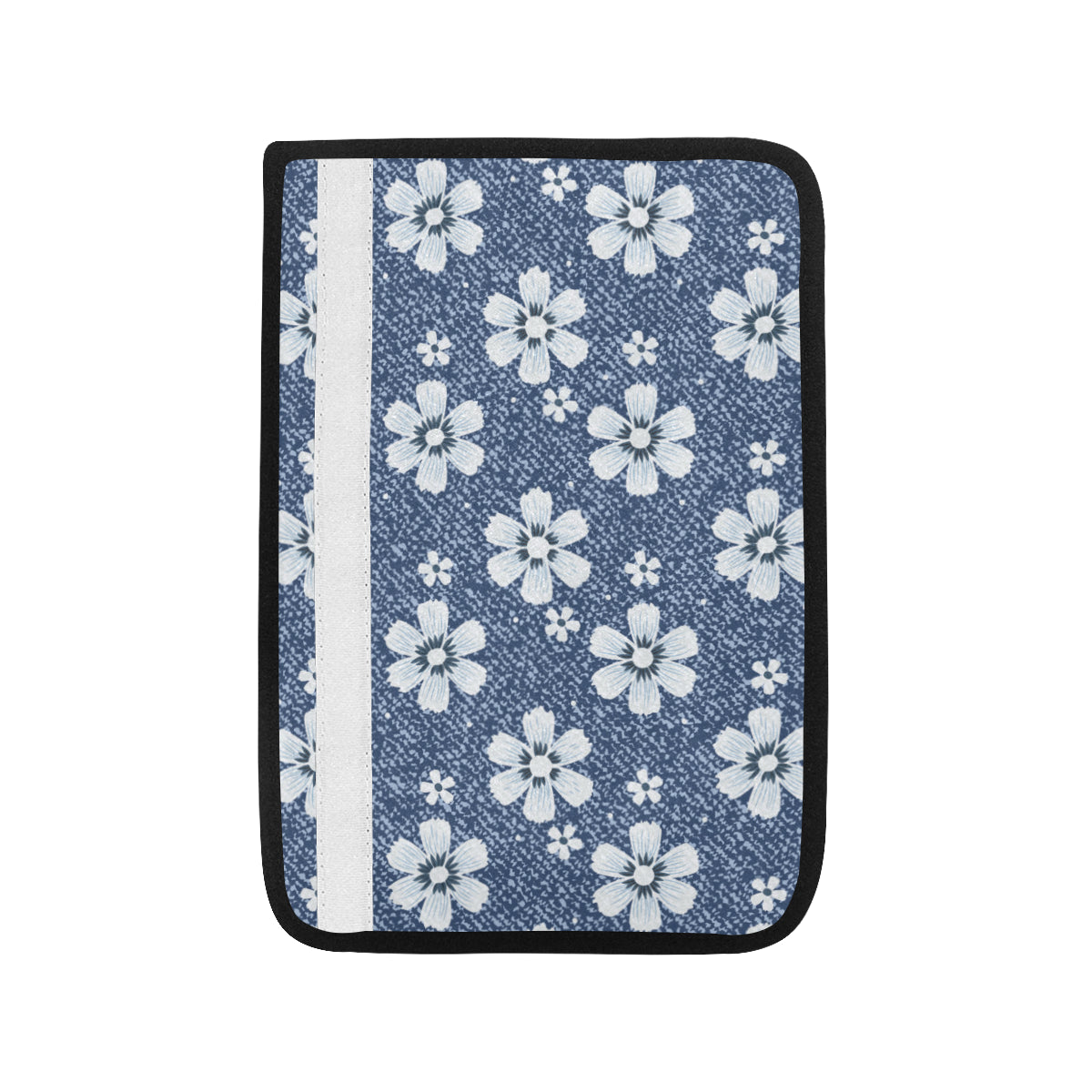 Jean Flower Pattern Print Design 03 Car Seat Belt Cover