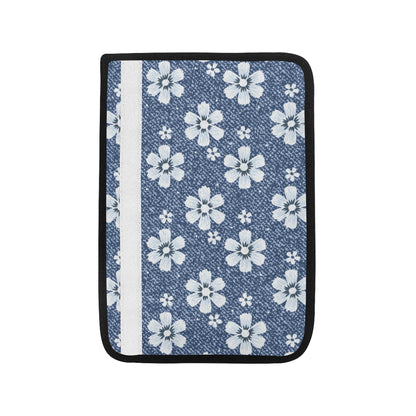 Jean Flower Pattern Print Design 03 Car Seat Belt Cover