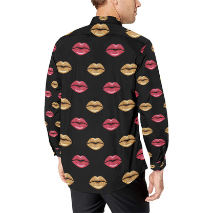 Lip Pattern Print Design 03 Men's Long Sleeve Shirt