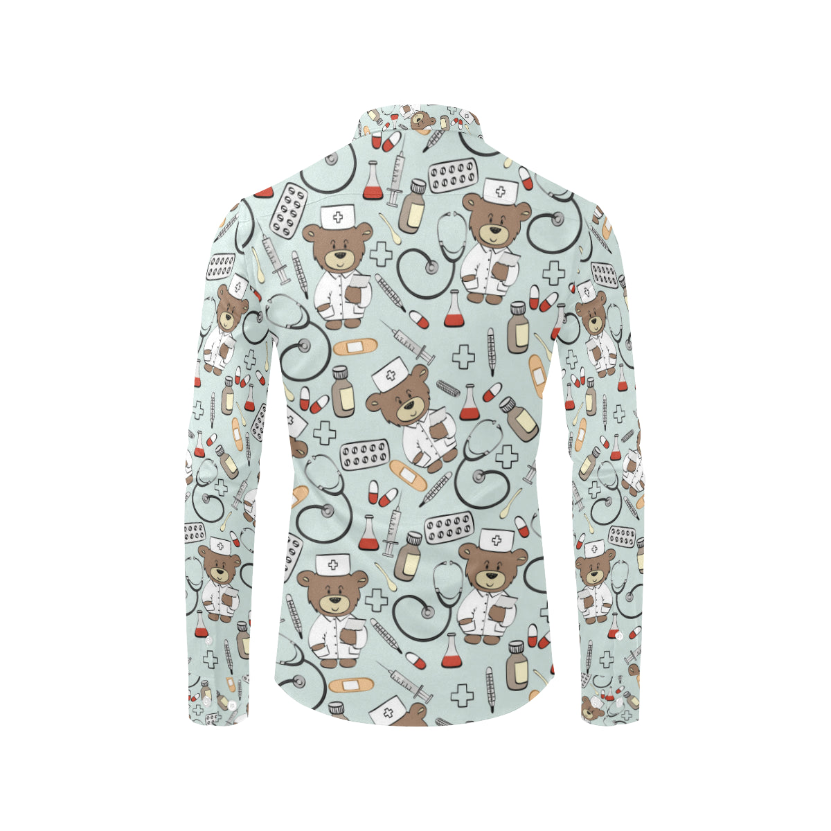 Nurse Bear Pattern Print Design A01 Men's Long Sleeve Shirt
