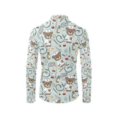 Nurse Bear Pattern Print Design A01 Men's Long Sleeve Shirt
