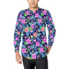 Neon Hibiscus Pattern Print Design HB016 Men's Long Sleeve Shirt