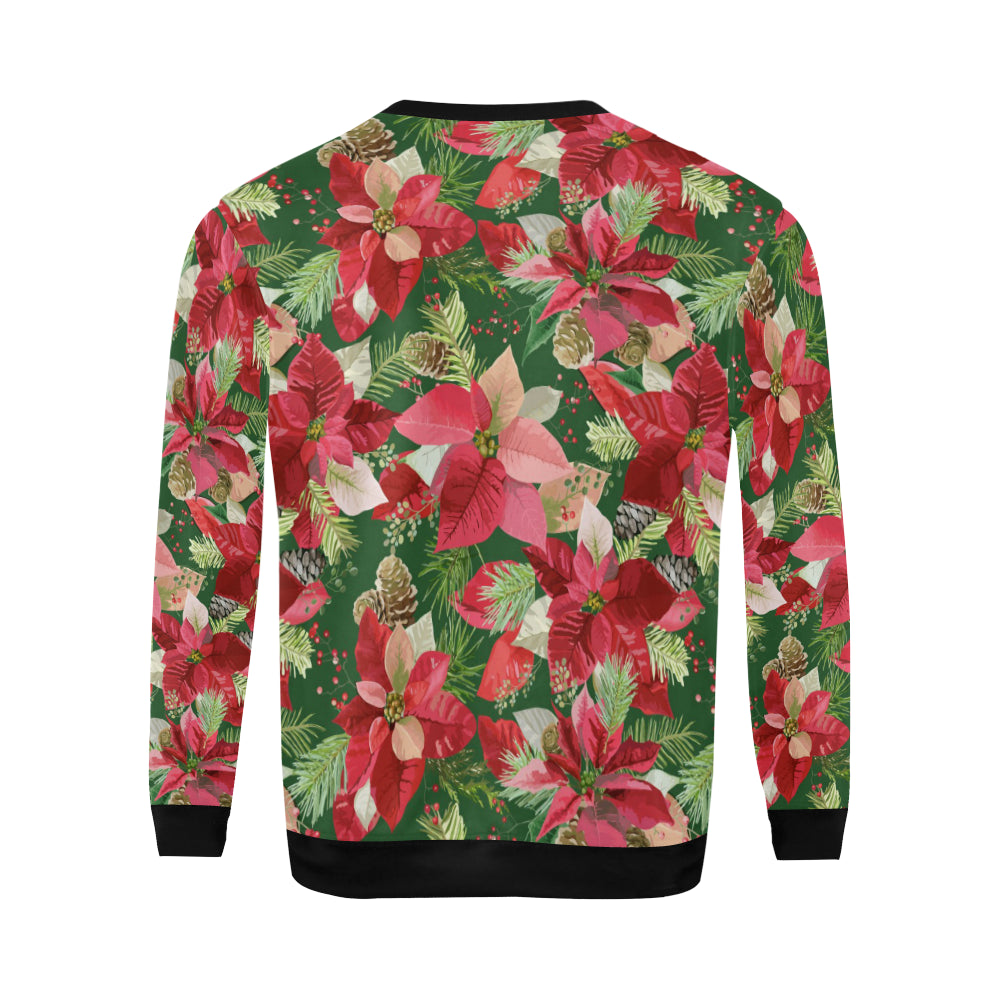 Poinsettia Pattern Print Design POT03 Men Long Sleeve Sweatshirt