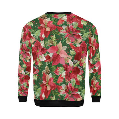Poinsettia Pattern Print Design POT03 Men Long Sleeve Sweatshirt