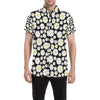 Daisy Pattern Print Design 01 Men's Short Sleeve Button Up Shirt