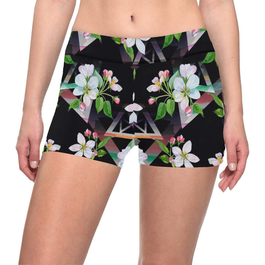 Apple blossom Pattern Print Design AB07 Yoga Shorts