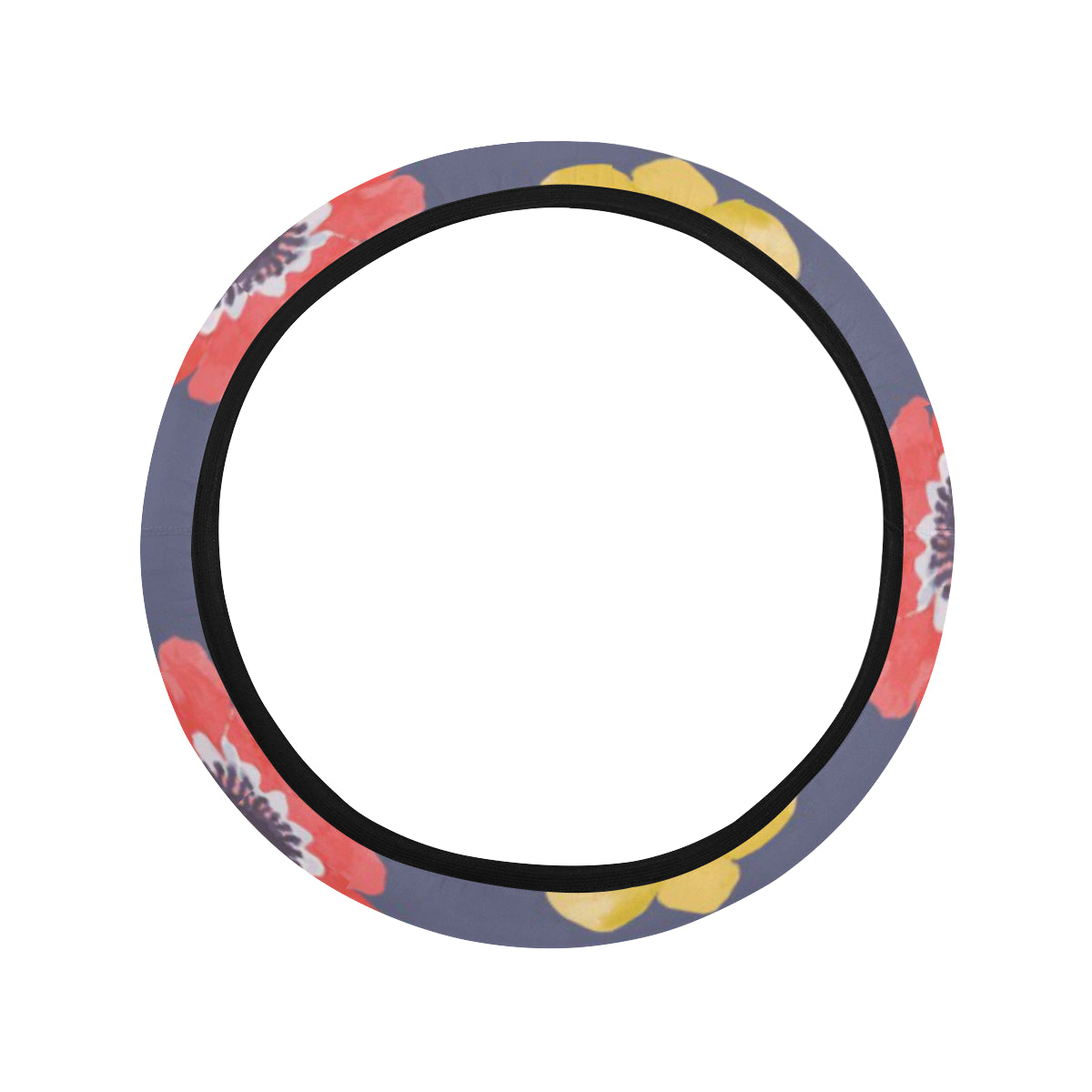 Anemone Pattern Print Design AM010 Steering Wheel Cover with Elastic Edge
