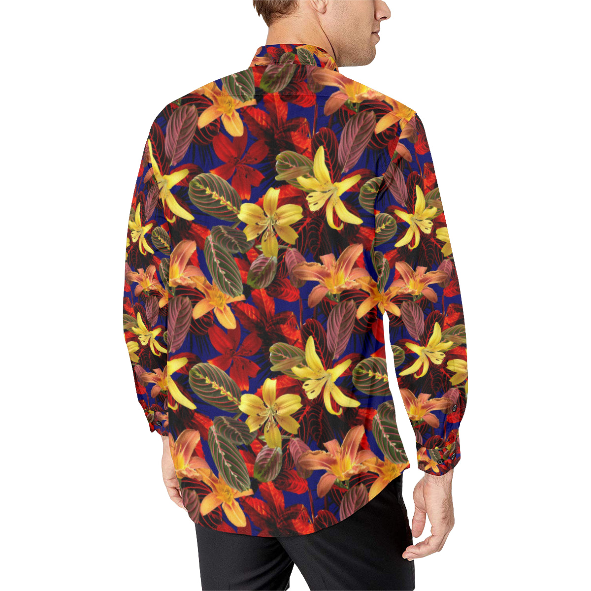 Lily Pattern Print Design LY014 Men's Long Sleeve Shirt