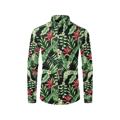 Bird Of Paradise Pattern Print Design BOP05 Men's Long Sleeve Shirt