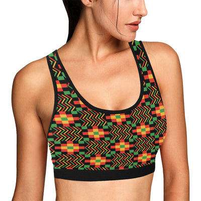 Kente Pattern Print Design 01 Sports Bra