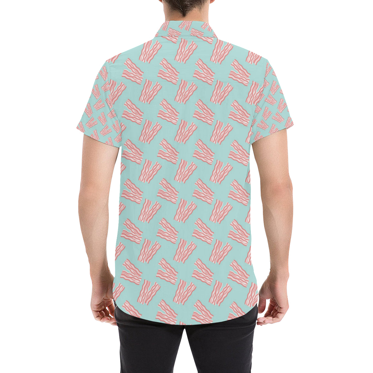 Bacon Pattern Print Design 04 Men's Short Sleeve Button Up Shirt