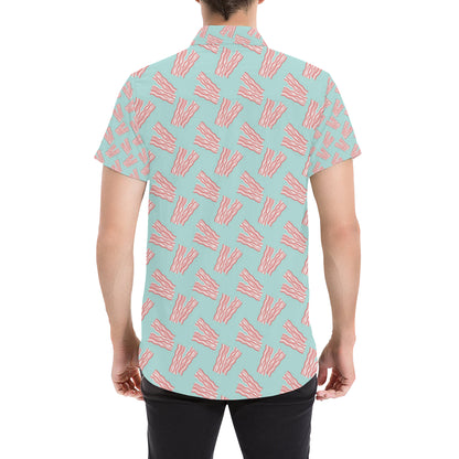 Bacon Pattern Print Design 04 Men's Short Sleeve Button Up Shirt