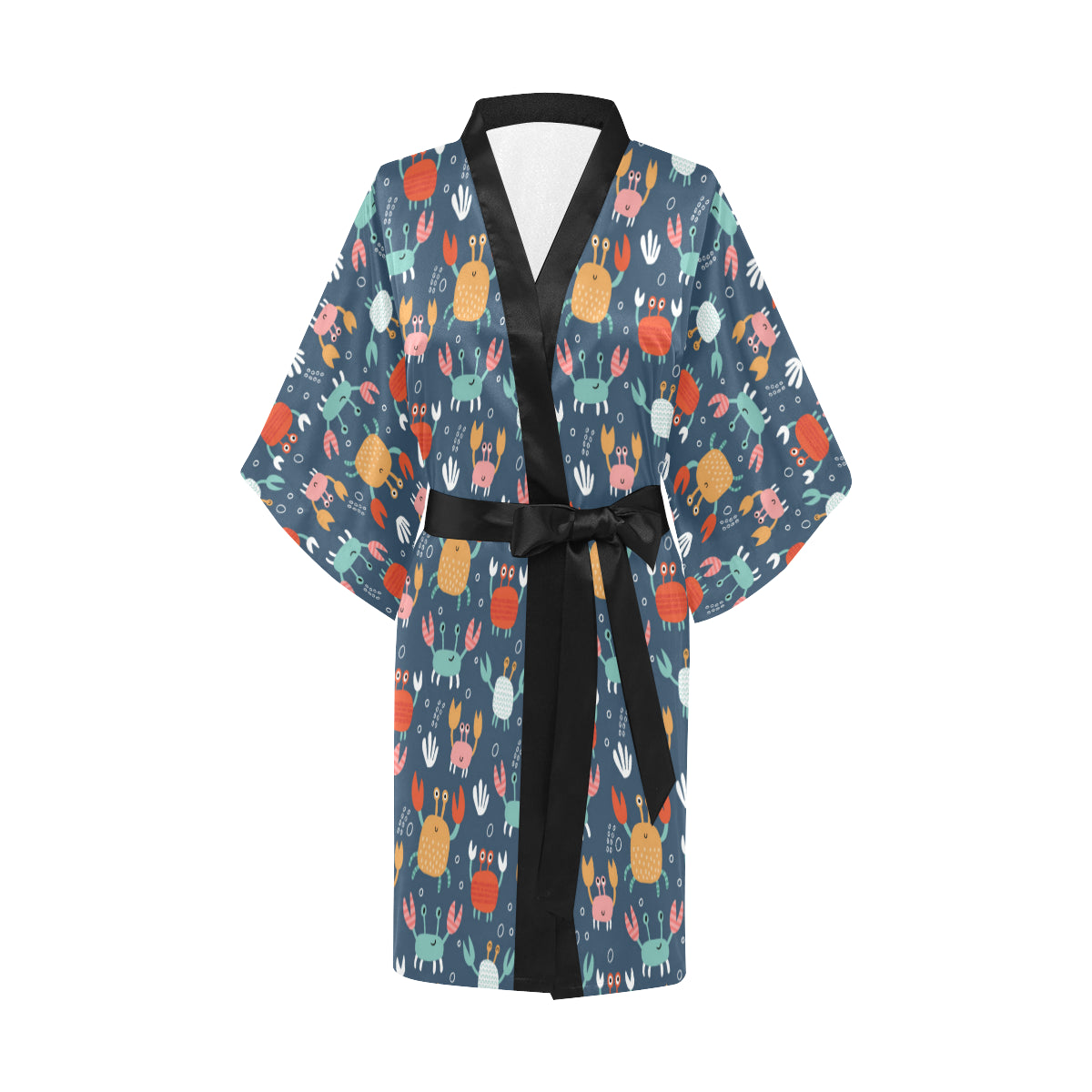Crab Pattern Print Design 05 Women's Short Kimono
