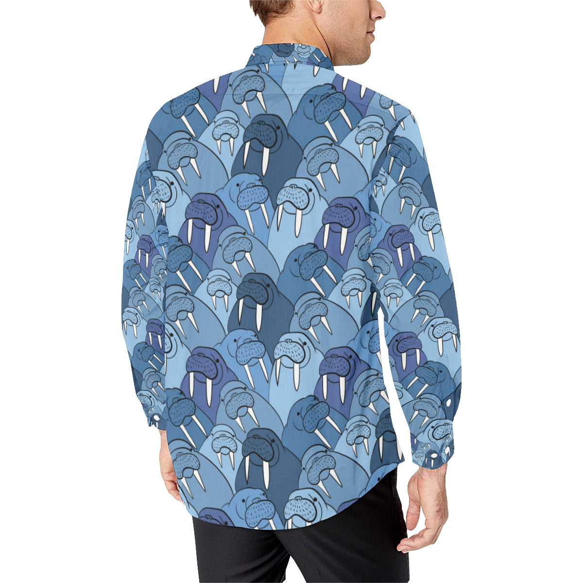 Walrus Pattern Print Design 01 Men's Long Sleeve Shirt