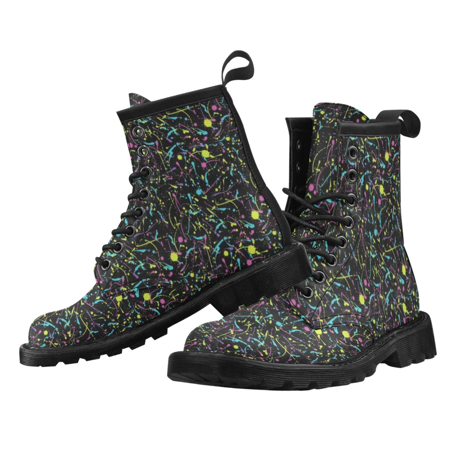 Splatter Multicolor Print Design LKS302 Women's Boots