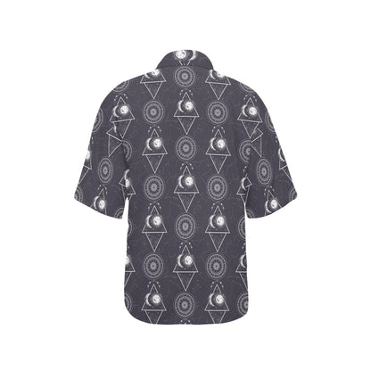 Sun Moon Print Design LKS309 Women's Hawaiian Shirt