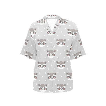 Raccoon Pattern Print Design A04 Women's Hawaiian Shirt