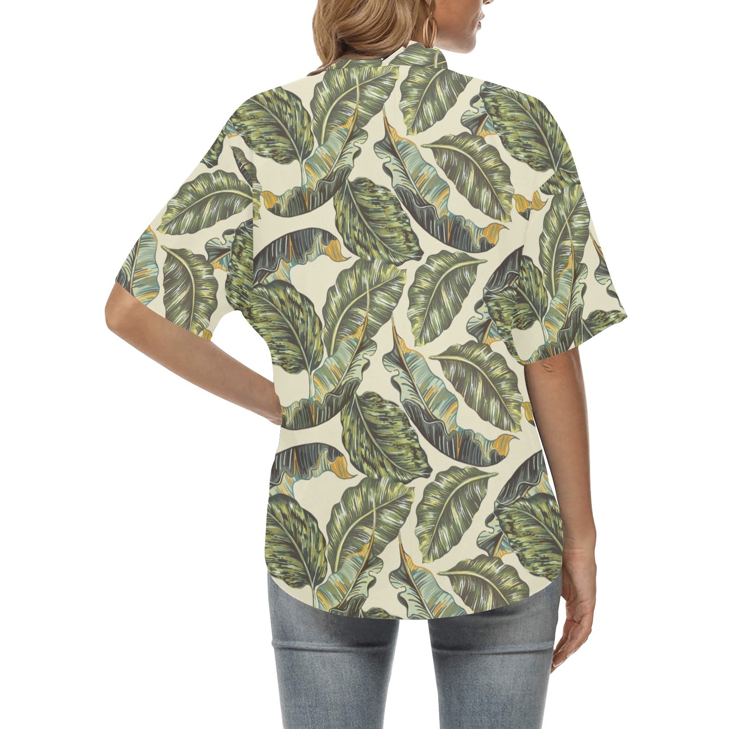 Banana Leaf Pattern Print Design BL08 Women's Hawaiian Shirt