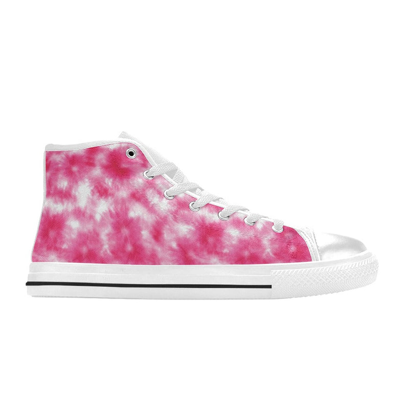 Tie Dye Pink Print Design LKS304 High Top Women's White Shoes