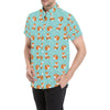 Fox Design Snow Print Pattern Men's Short Sleeve Button Up Shirt