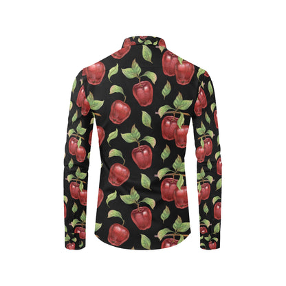Apple Pattern Print Design AP011 Men's Long Sleeve Shirt