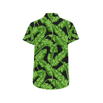 Banana Leaf Pattern Print Design BL01 Men's Short Sleeve Button Up Shirt