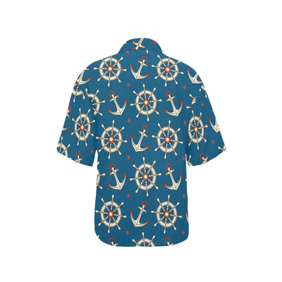 Anchor Pattern Print Design 02 Women's Hawaiian Shirt