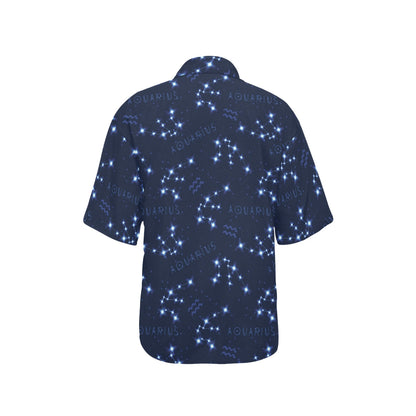 Aquarius Zodiac Pattern Print Design 02 Women's Hawaiian Shirt