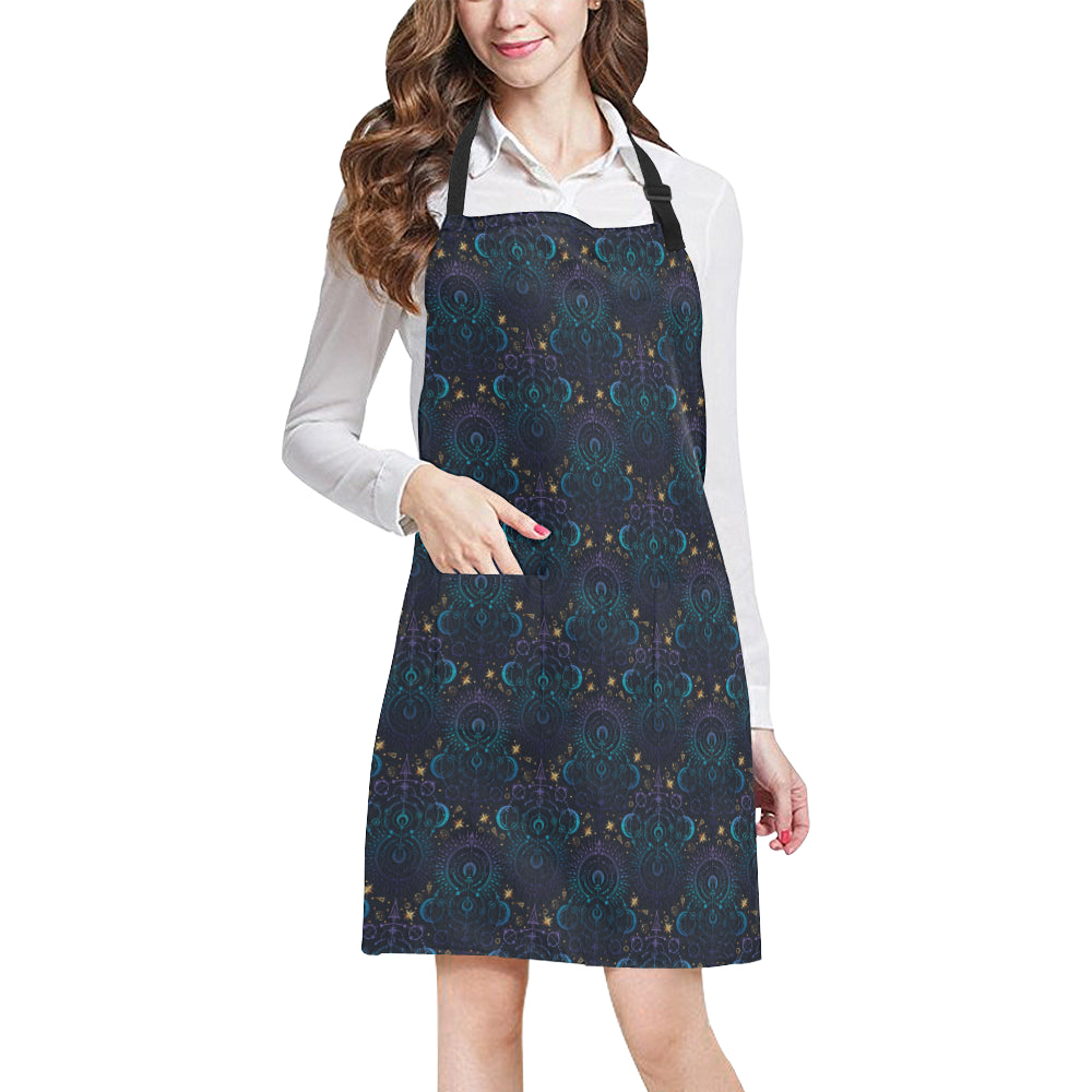 Celestial Pattern Print Design 06 Apron with Pocket