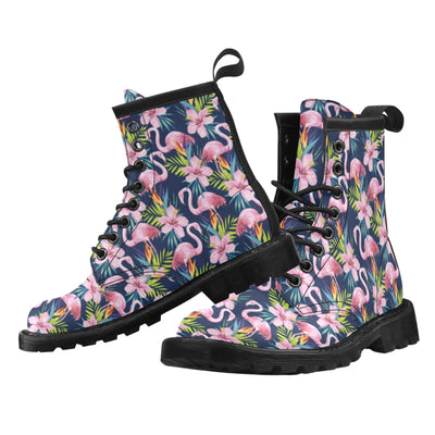 Flamingo Hibiscus Print Women's Boots