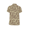 Tiki Brown Mask Print Men's Short Sleeve Button Up Shirt