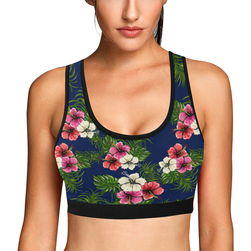 Hibiscus Pattern Print Design HB028 Sports Bra