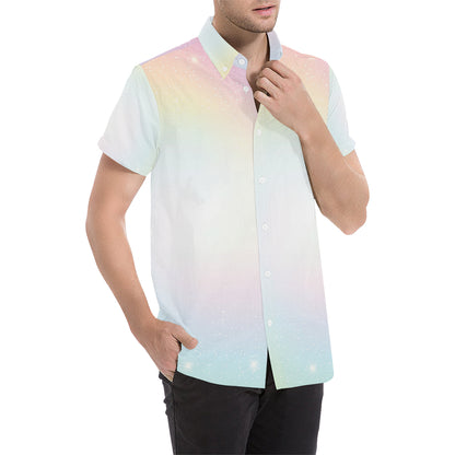 Nebula Pattern Print Design A02 Men's Short Sleeve Button Up Shirt