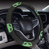 Alien Green Neon Pattern Print Design 01 Steering Wheel Cover with Elastic Edge