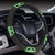 Alien Green Neon Pattern Print Design 01 Steering Wheel Cover with Elastic Edge