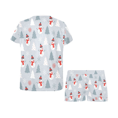 Snowman Print Design LKS302 Women's Short Pajama Set