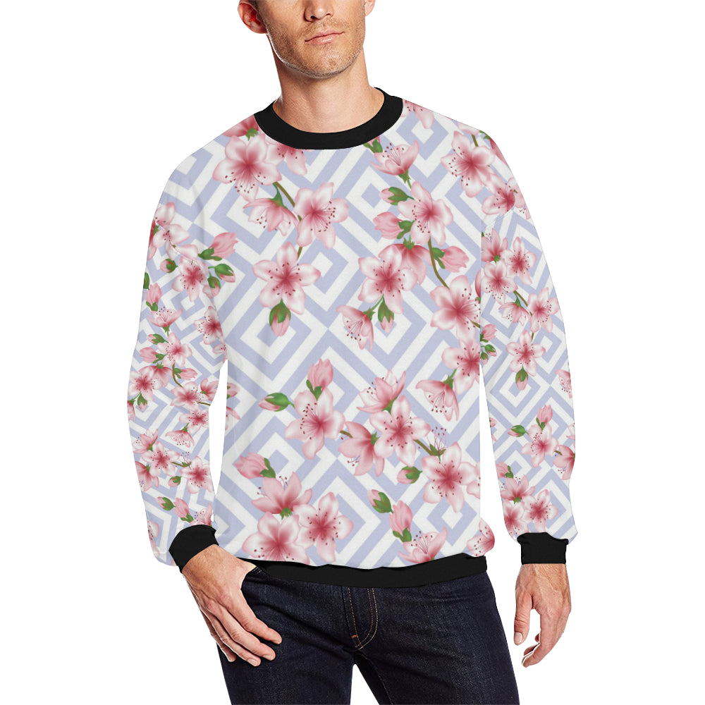 Cherry Blossom Pattern Print Design CB07 Men Long Sleeve Sweatshirt