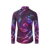 Vortex Twist Swirl Purple Neon Print Men's Long Sleeve Shirt