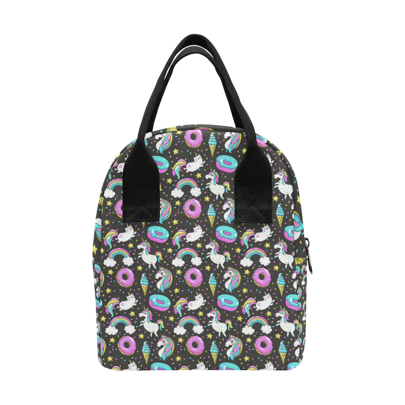 Donut Unicorn Pattern Print Design DN09 Insulated Lunch Bag