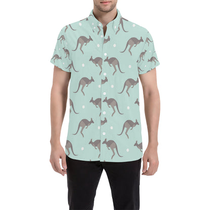 Kangaroos Pattern Print Design 04 Men's Short Sleeve Button Up Shirt