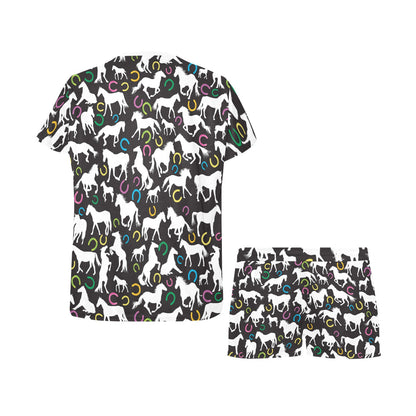 Horse Hoof Colorful Print Design LKS301 Women's Short Pajama Set