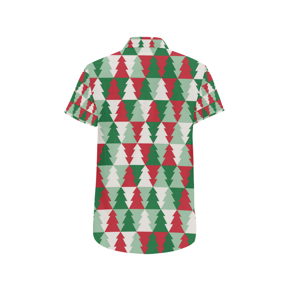 Christmas Tree Pattern Print Design 01 Men's Short Sleeve Button Up Shirt