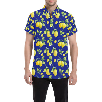 Lemon Pattern Print Design LM06 Men's Short Sleeve Button Up Shirt