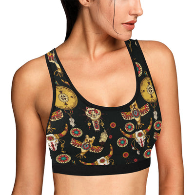 Native American Symbol Pattern Sports Bra