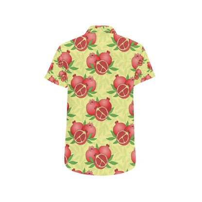 Pomegranate Pattern Print Design PG07 Men's Short Sleeve Button Up Shirt