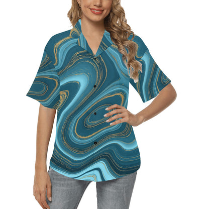 Liquid Pattern Print Design 04 Women's Hawaiian Shirt