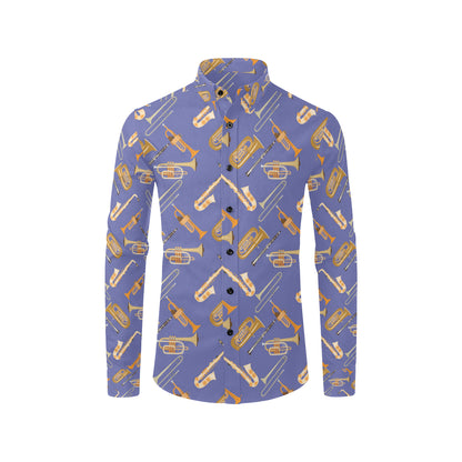 Trombone Pattern Print Design 02 Men's Long Sleeve Shirt