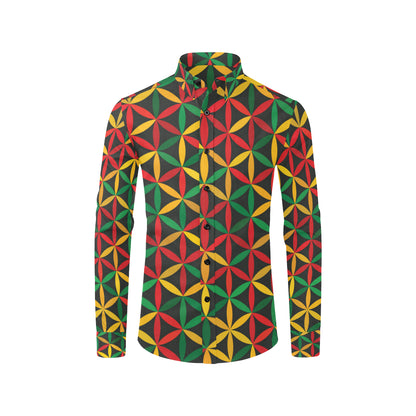Rasta Pattern Print Design A04 Men's Long Sleeve Shirt