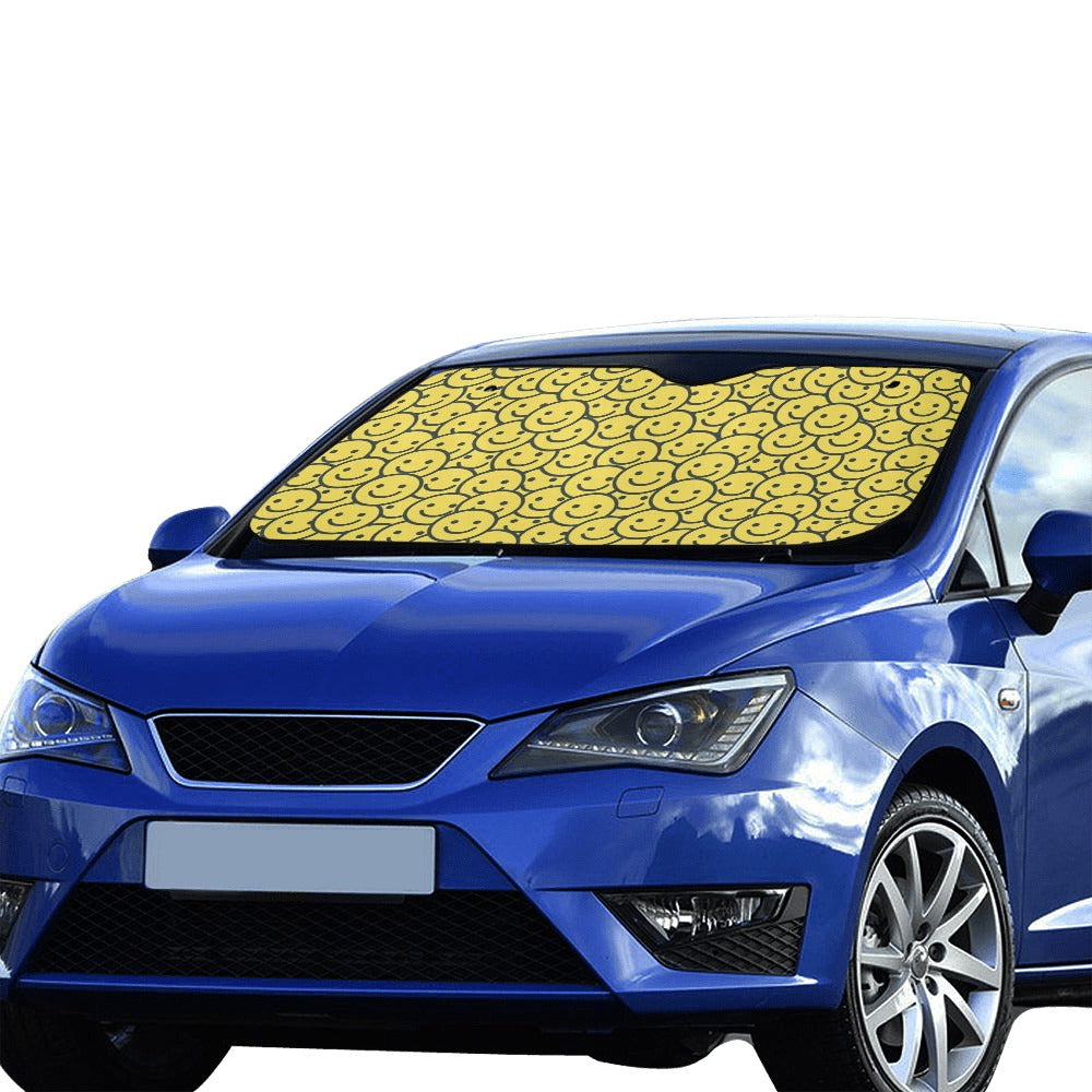 Smiley Face Emoji Print Design LKS302 Car front Windshield Sun Shade