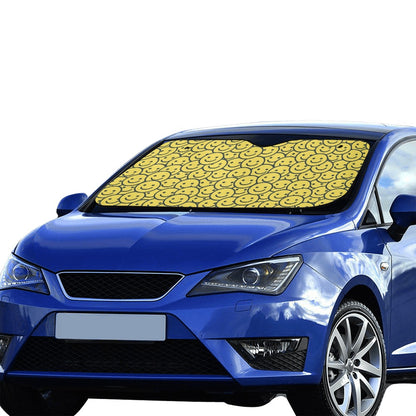 Smiley Face Emoji Print Design LKS302 Car front Windshield Sun Shade